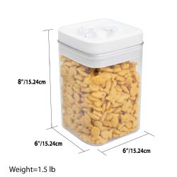 6 Wholesale Home Basics 1.7 Liter Twist 'N Lock Air-Tight Square Plastic Canister, White
