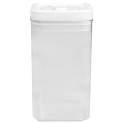 6 Wholesale Home Basics 2.3 Liter Twist 'N Lock Air-Tight Square Plastic Canister, White
