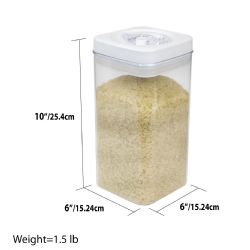 6 Wholesale Home Basics 2.3 Liter Twist 'N Lock Air-Tight Square Plastic Canister, White
