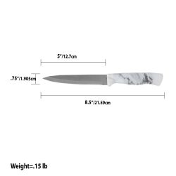 24 Wholesale Home Basics Marble Collection 5" Utility Knife, White