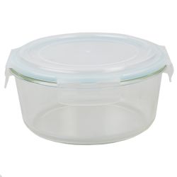 12 Wholesale Home Basics 59 oz. Round Borosilicate Glass Food Storage Container with Leak-Proof and Air-Tight Plastic Locking Lid