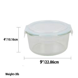 12 Wholesale Home Basics 59 oz. Round Borosilicate Glass Food Storage Container with Leak-Proof and Air-Tight Plastic Locking Lid