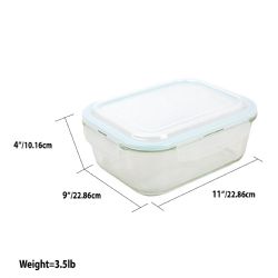 12 Wholesale Home Basics 74 oz. Rectangle Borosilicate Glass Food Storage Container with Plastic Locking Lid