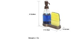 12 Wholesale Home Basics Plastic Soap Dispenser with Brushed Steel Top and Fixed Sponge Holder, Bronze