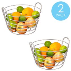 12 Wholesale Home Basics Simplicity Steel Fruit Basket, Satin Nickel