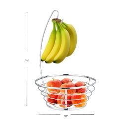 6 Wholesale Home Basics Chrome Plated Steel Fruit Basket with Banana Tree