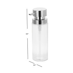 24 Pieces Home Basics 12 Oz.  Cylinder Plastic Hand Soap Dispenser With Brushed Stainless Steel Pump, Clear - Soap Dishes & Soap Dispensers