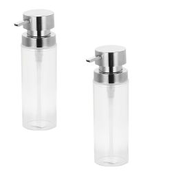 24 Pieces Home Basics 12 Oz.  Cylinder Plastic Hand Soap Dispenser With Brushed Stainless Steel Pump, Clear - Soap Dishes & Soap Dispensers