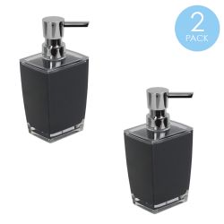 24 Pieces Home Basics Acrylic Plastic 10 Oz. Hand Soap Dispenser With RusT-Resistant Brushed Stainless Steel Pump, Black - Soap Dishes & Soap Dispensers
