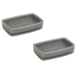 24 Pieces Home Basics Plastic Soap Dish, Grey - Soap Dishes & Soap Dispensers