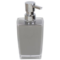 24 Pieces Home Basics Acrylic Plastic 10 Oz.  Hand Soap Dispenser With RusT-Resistant Brushed Stainless Steel Pump, Grey - Soap Dishes & Soap Dispensers
