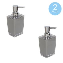 24 Pieces Home Basics Acrylic Plastic 10 Oz.  Hand Soap Dispenser With RusT-Resistant Brushed Stainless Steel Pump, Grey - Soap Dishes & Soap Dispensers