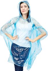 100 Pieces of Yacht & Smith Unisex One Size Reusable Rain Poncho Assorted Colors 60g pe