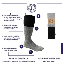 Yacht & Smith Mens Cotton Thermal Tube Socks, Thick And Cold Resistant 9-15 Boot Socks