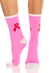 60 Pairs Yacht & Smith Pink Ribbon Breast Cancer Awareness Crew Socks For Women Bulk Pack - Breast Cancer Awareness Socks