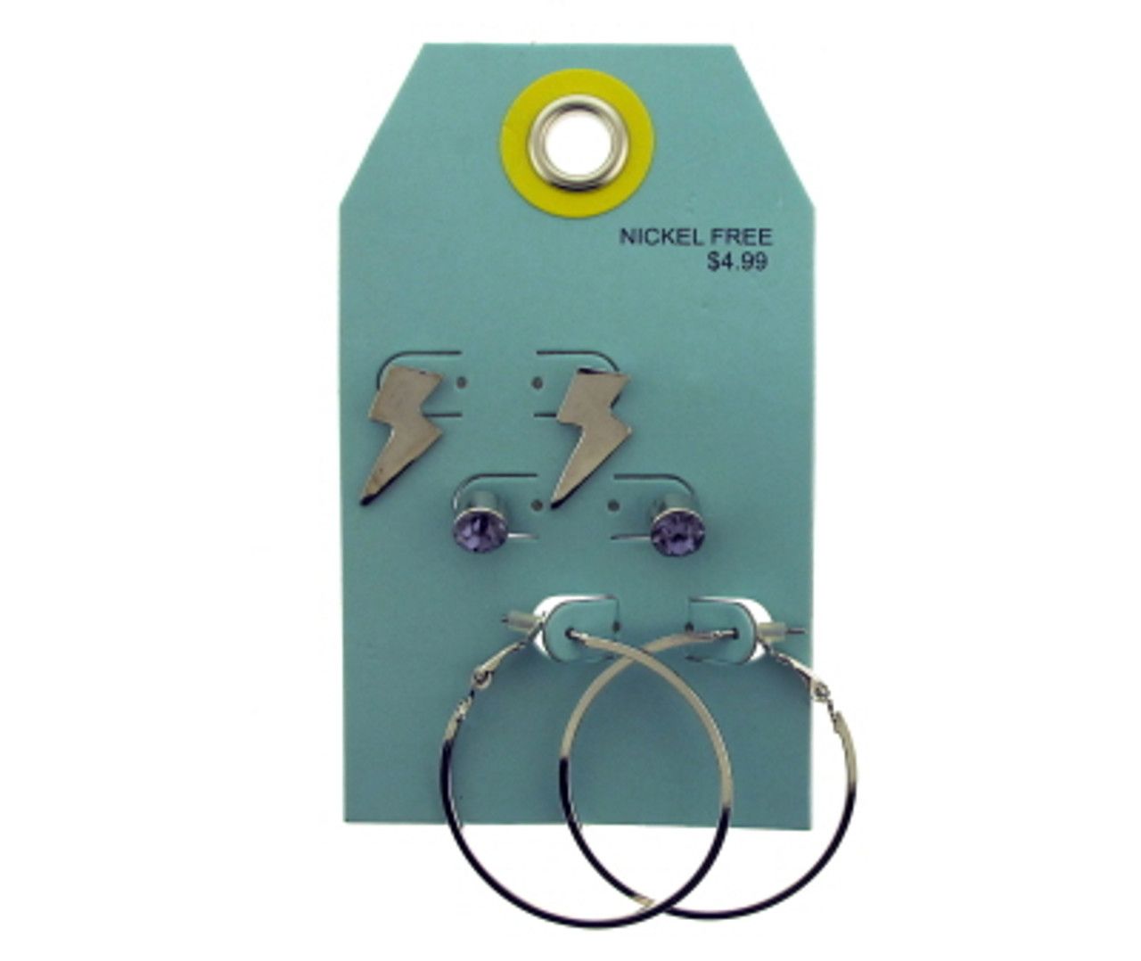 60 Wholesale Multiple Silver Tone Stud And Hoop Earrings