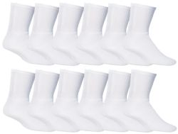 12000 Wholesale Yacht & Smith Men's Cotton Crew Socks, Sock Size 10-13, White