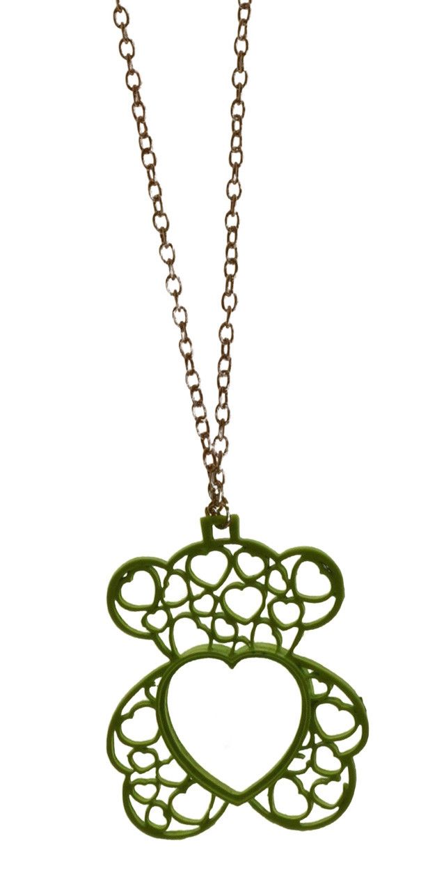 60 Wholesale Neon Teddy Bear Charm Necklace