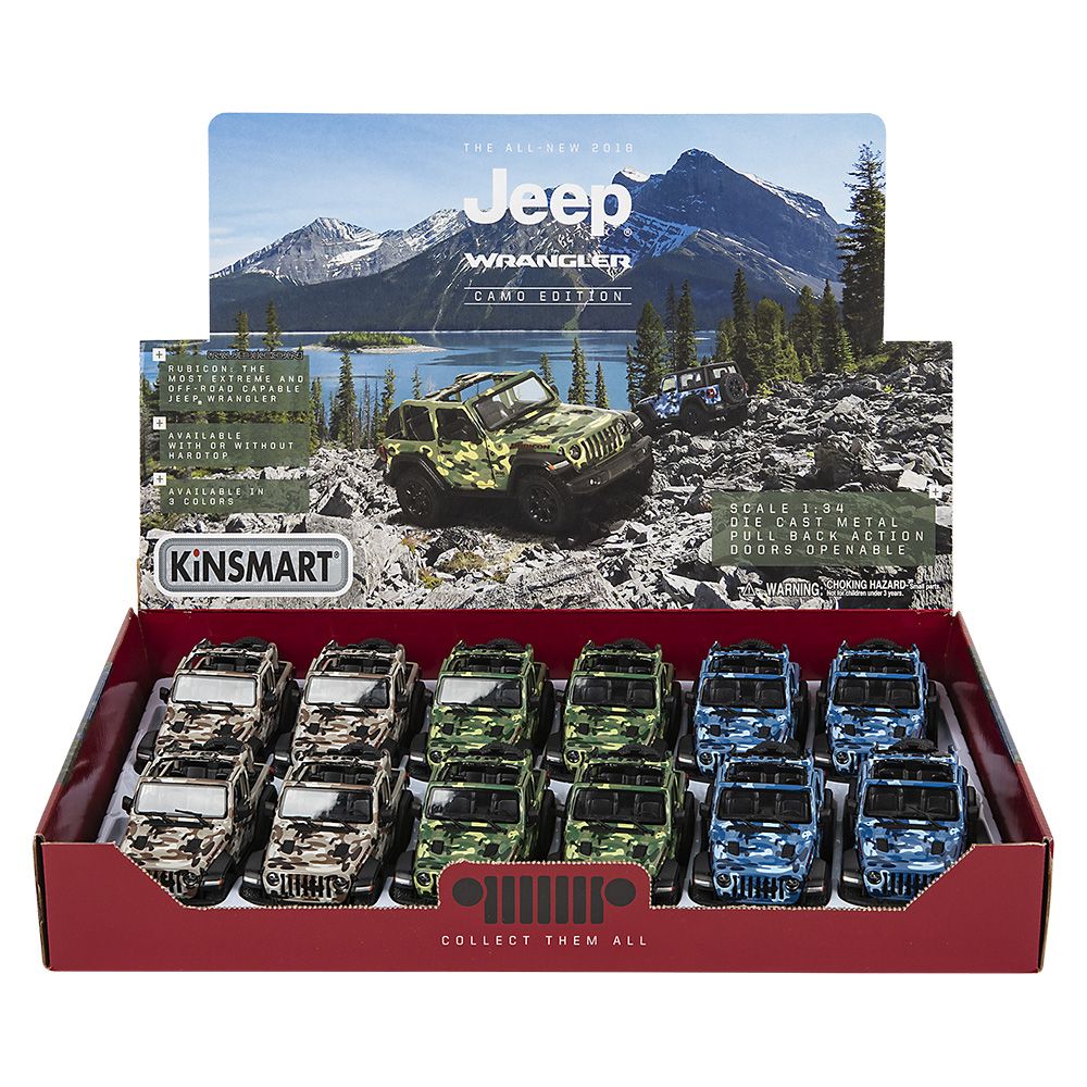 72 pieces of 5" DiE-Cast 2018 Jeep Wrangler Camo Open Top