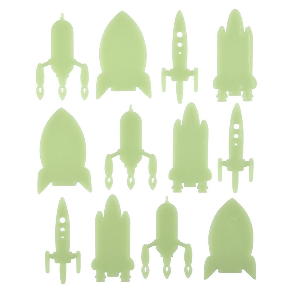 144 of Glow In Dark Space Rocket Stickers 24ct