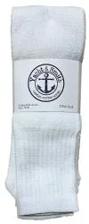 Yacht & Smith Men's 30 Inch Long Basketball Socks, White Cotton Terry Tube Socks Size 10-13