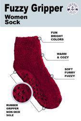 24 Wholesale Yacht & Smith Women's Solid Color Gripper Fuzzy Socks Assorted Colors, Size 9-11