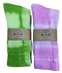 6 Wholesale Yacht & Smith Womens Ring Spun Cotton Tie Dye Crew Socks Size 9-11 Super Soft Arch Support
