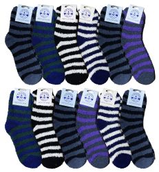 Wholesale Footwear Yacht & Smith Men's Assorted Colored Warm & Cozy Fuzzy Socks