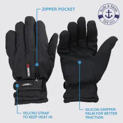 72 Pairs Yacht & Smith Mens Thermal Water Resistant Ski Glove With Zipper Pocket - Ski Gloves