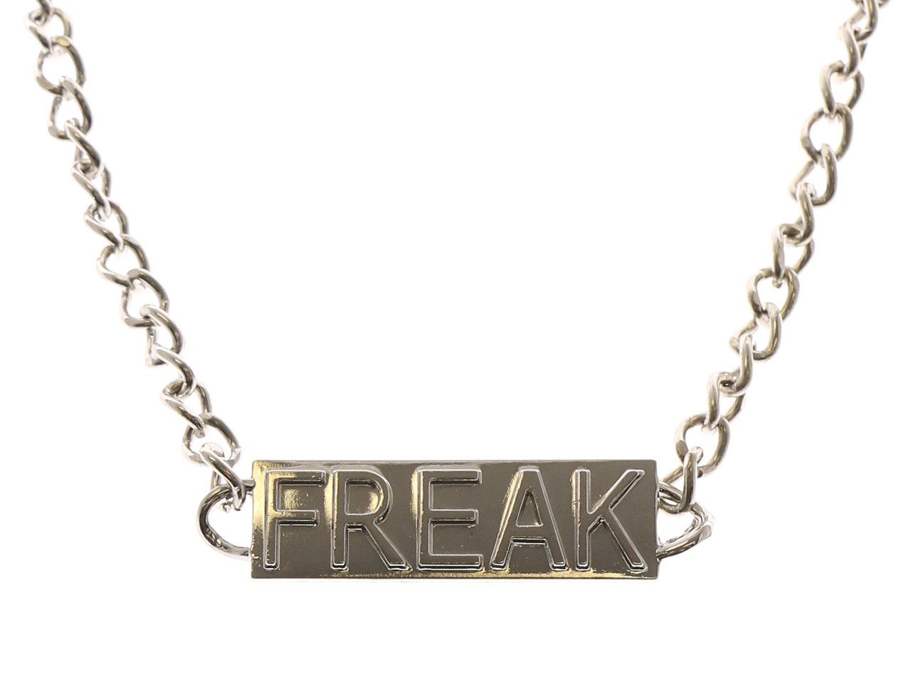 60 Wholesale Chain Link Necklace With A Name Plate Charm Reading The Word Freak