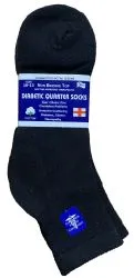Yacht & Smith Men's Cotton Diabetic Black Quarter Ankle Socks, Size 10-13