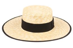 12 Pieces Braid Natural Straw Boater Hats With Fabric Edge - Sun Hats