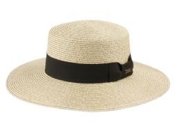12 Wholesale Wide Brim Boater Hats With Grosgrain Band In Assorted Colors