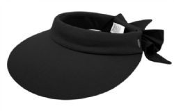 12 Wholesale Cotton Solid Color Visor With Back Bow