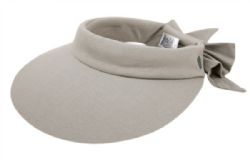 12 Wholesale Cotton Solid Color Visor With Back Bow