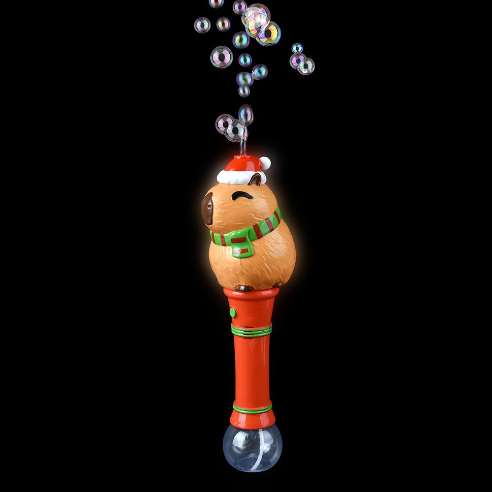 24 of LighT-Up Christmas Capybara Bubble Wand 13"