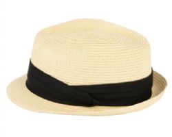 12 Wholesale Straw Braid Fedora Hats