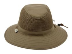 12 Wholesale Outdoor Safari With Mesh And Chin Cord Strap In Olive