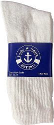 72 Wholesale Yacht & Smith Men's Cotton Terry Cushion Athletic White Crew Socks