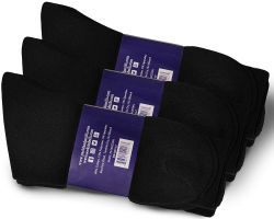 120 Wholesale Yacht & Smith Men's Cotton Athletic Terry Cushioned Black Crew Socks