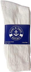 120 Wholesale Yacht & Smith Men's Cotton Terry Cushion Athletic White Crew Socks