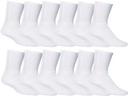 120 Wholesale Yacht & Smith Men's Cotton Terry Cushion Athletic White Crew Socks