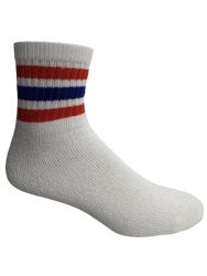 36 Wholesale Yacht & Smith Kids Cotton Quarter Ankle Socks Size 6-8 White With Stripes
