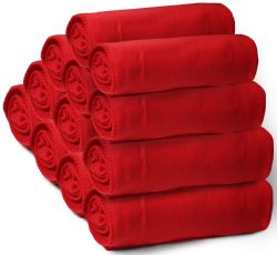 120 Pieces Yacht & Smith 50x60 Warm Fleece Blanket, Soft Warm Compact Travel Blanket Solid Red - Fleece & Sherpa Blankets