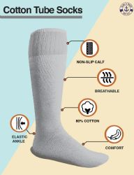 60 Wholesale Yacht & Smith King Size Men's 31-Inch Terry Cushion Cotton Extra Long Tube SockS- Size 13-16
