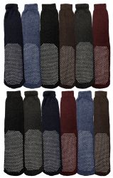 Yacht & Smith Non Slip Gripper Bottom Mens Winter Thermal Slipper Tube Socks Size 10-13 - Samples