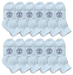 Yacht & Smith Kids Cotton Quarter Ankle Socks In White Size 4-6 Bulk Pack - Samples