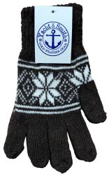 Wholesale Yacht & Smith Snowflake Print Mens Winter Gloves With Stretch Cuff