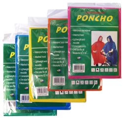 Yacht & Smith Unisex One Size Reusable Rain Poncho Assorted Colors 60g Peva