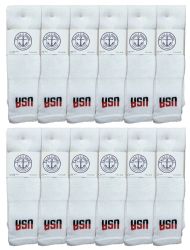 60 Wholesale Yacht & Smith Men's Cotton 31 Inch Terry Cushioned Athletic White Usa Logo Tube Socks Size 13-16